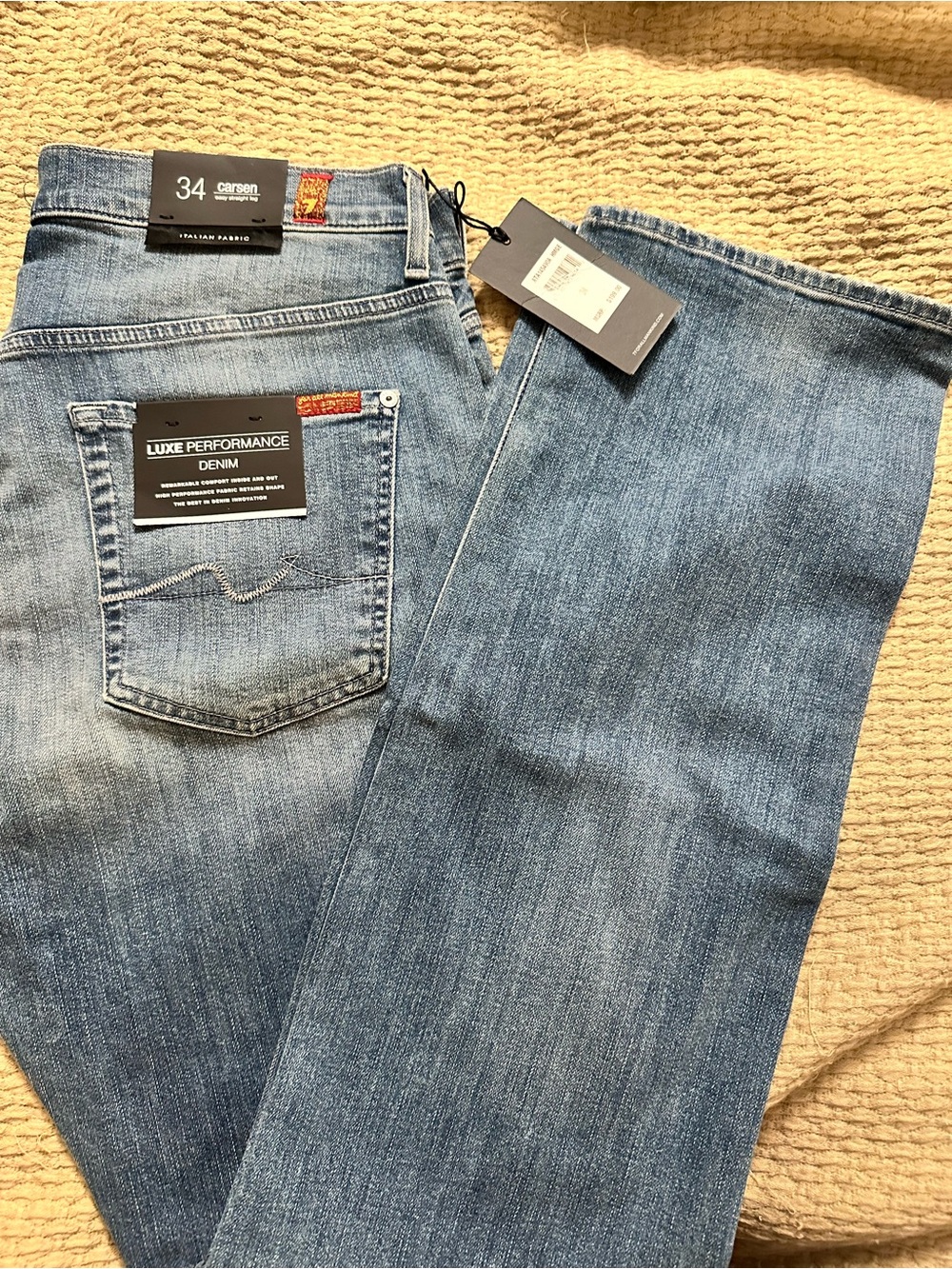 7 For All Mankind Men's Light Blue Straight Jeans Smoke free home